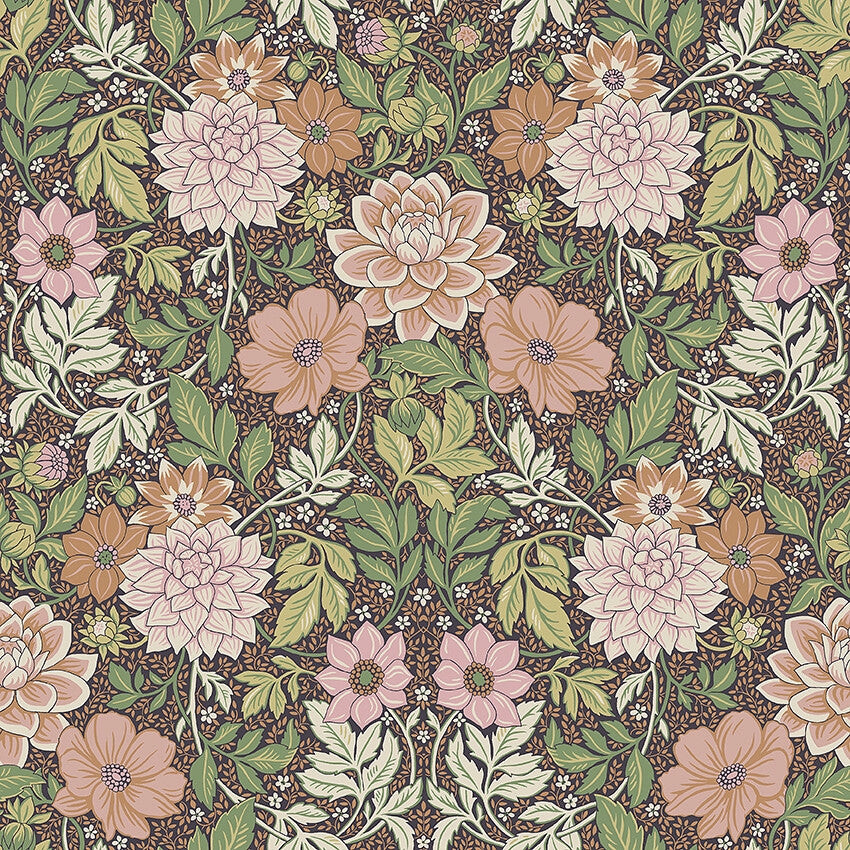 Borastapeter Wallpaper - Dahlia Garden 7693 - Brown & Green