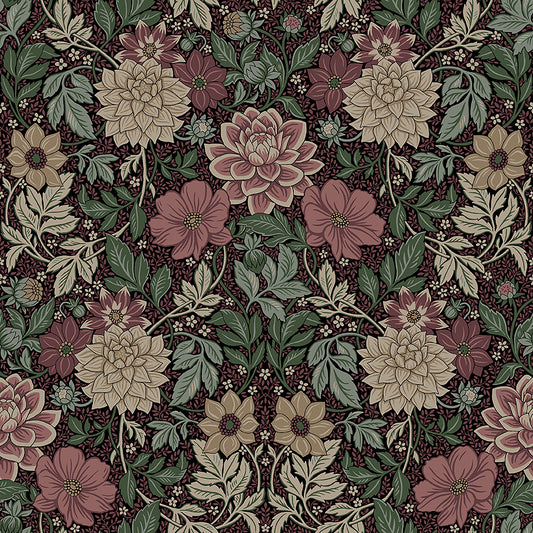 Borastapeter Wallpaper - Dahlia Garden 7694 - Burgundy and Teal