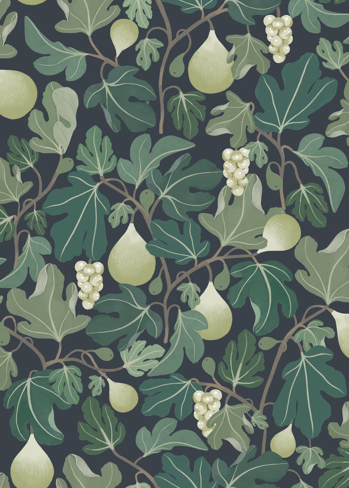 Summer Gray Wallpaper - Figs - Green