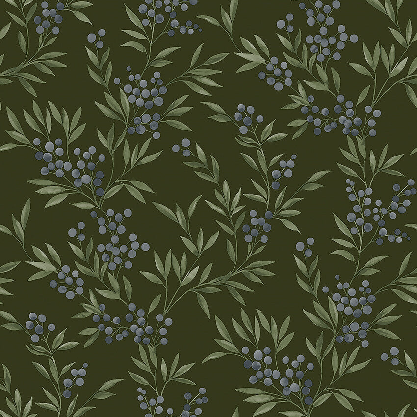 Borastapeter Wallpaper - Forest Berries 4715 - Green and Purple