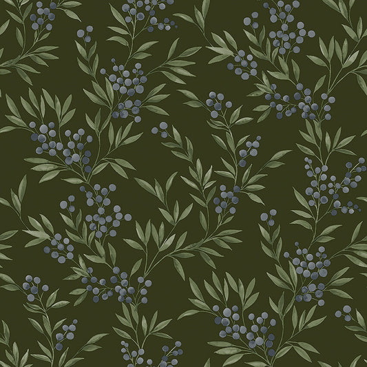 Papier peint Borastapeter - Baies de forêt 4715 - Vert et violet