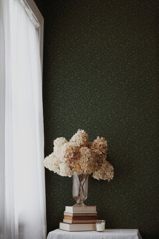 Summer Gray Wallpaper - Junia - Deep Green