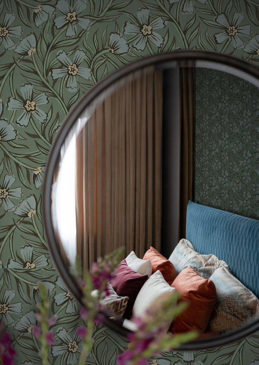 Summer Gray Wallpaper - Sweet India - Blue & Green