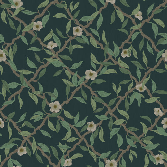 Summer Gray Wallpaper - Espalier - Midnight blue