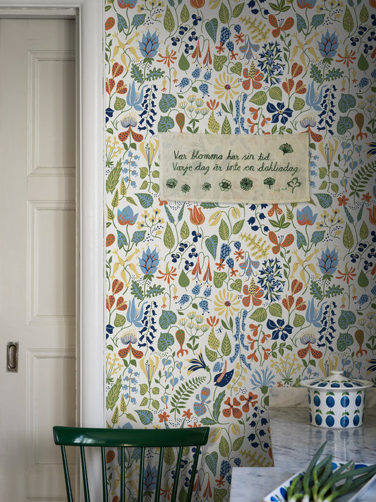 Papier peint Borastapeter - Herbier Stig Lindberg - Blanc