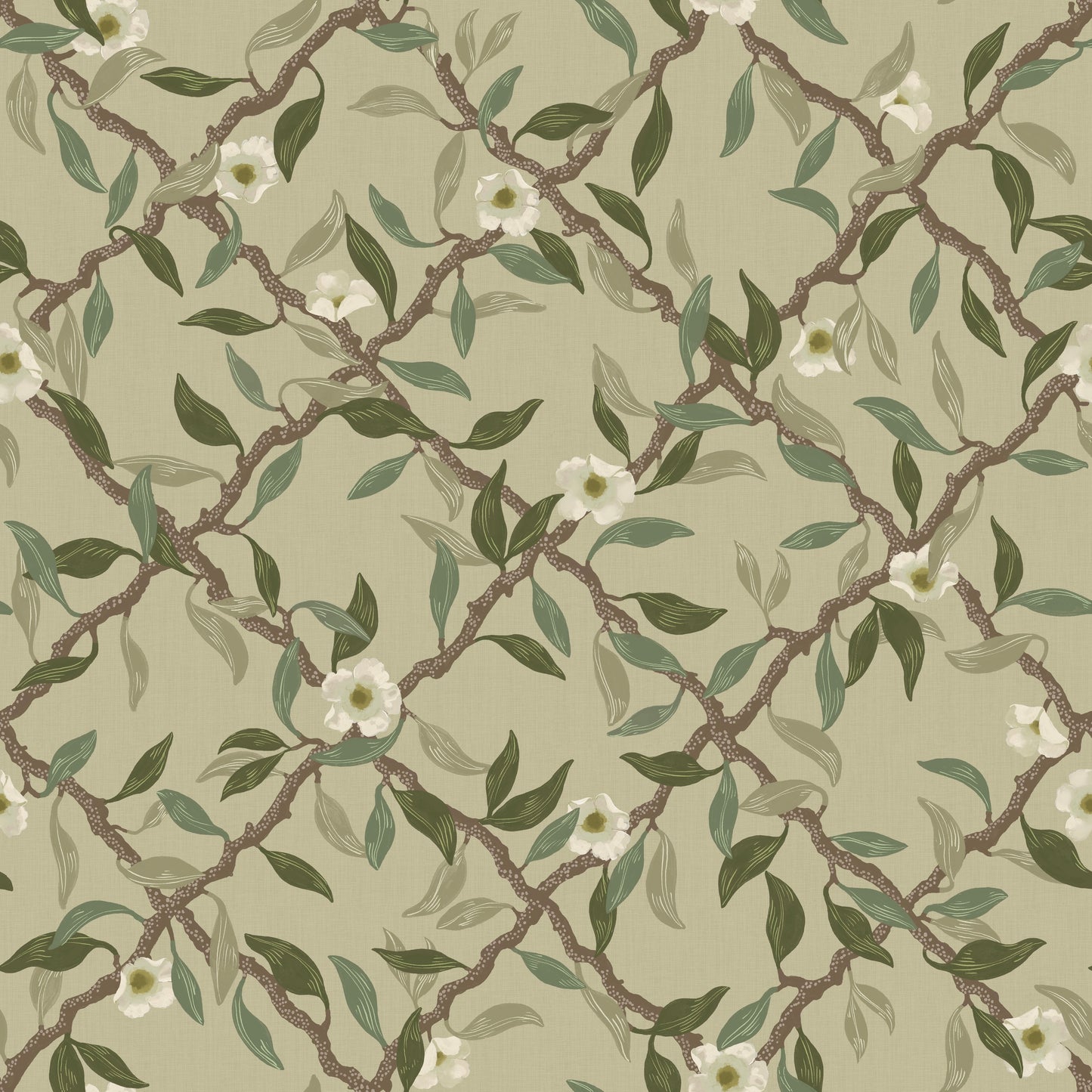 Papier peint Summer Gray - Espalier - Vert sauge