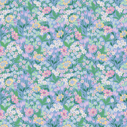 Papier peint gris d'été - Lola, Petit - Bleu ciel