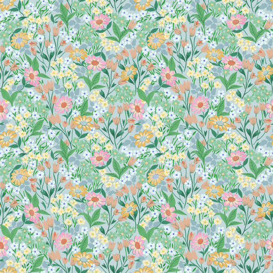 Papier peint gris d'été - Lola, Petit - Turquoise