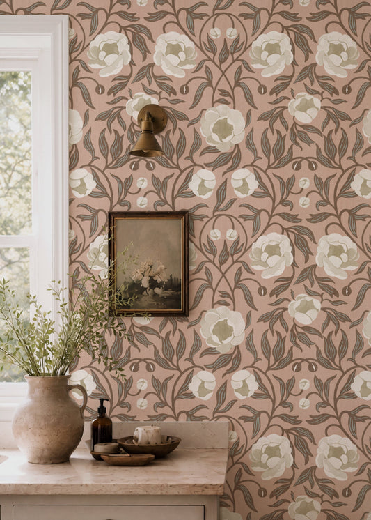 Peony - Pink & Brown