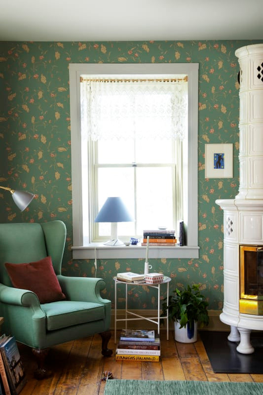 Sandberg Wallpaper - Elmire, Emerald - S10149