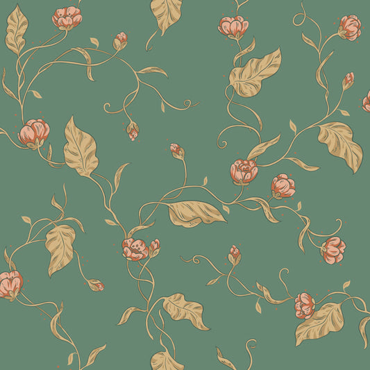 Sandberg Wallpaper - Elmire, Emerald - S10149