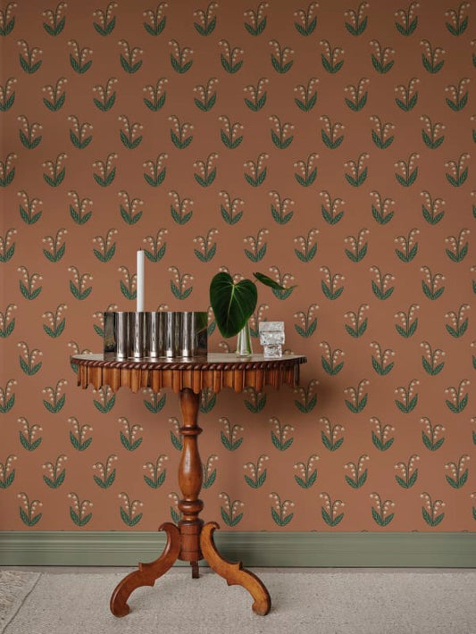 Sandberg Wallpaper - Lilly, Terracotta - S10636