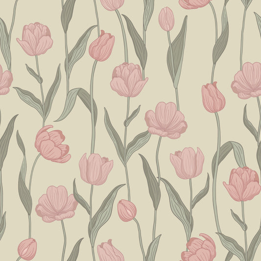 Summer Gray Wallpaper - Fjädra - Rose Pink