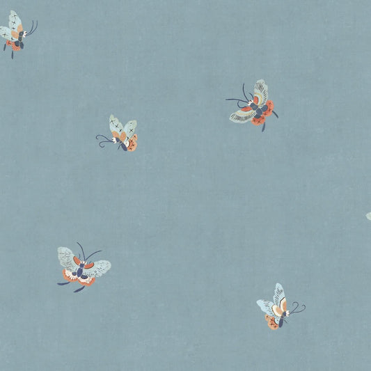 Papier peint Sandberg - Papillons - Bleu brumeux
