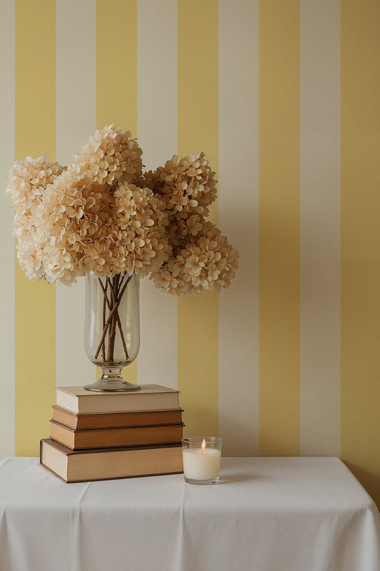 Papier peint rayures - Ventnor - Jaune bonbon
