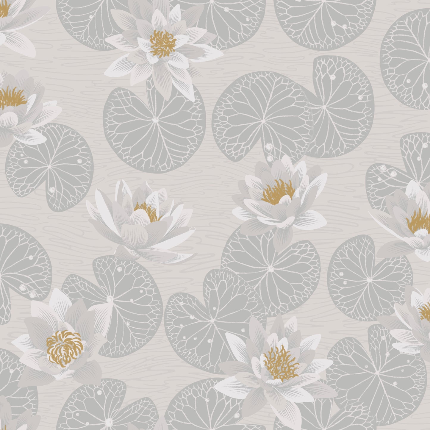 Summer Gray Wallpaper - Water Lilies - Gray (SALE)