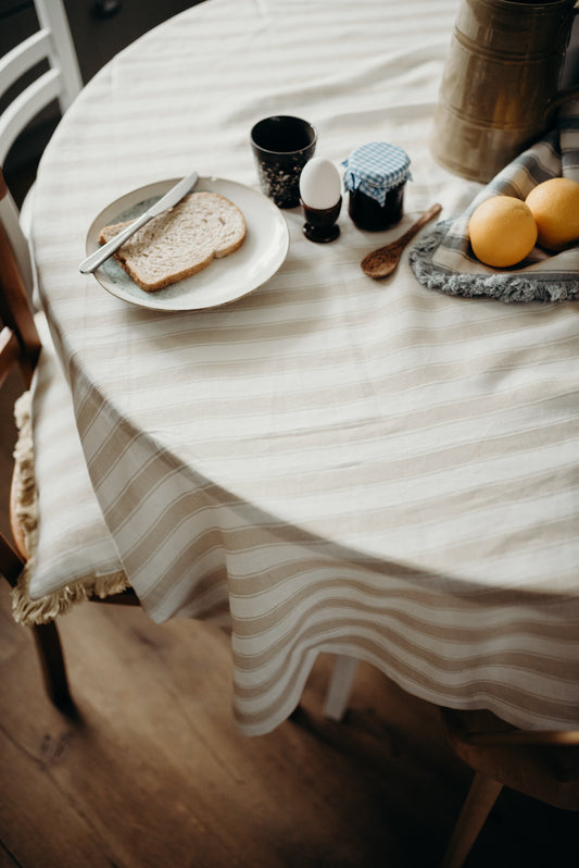 Nappe en lin - Gris d'été - Rayures