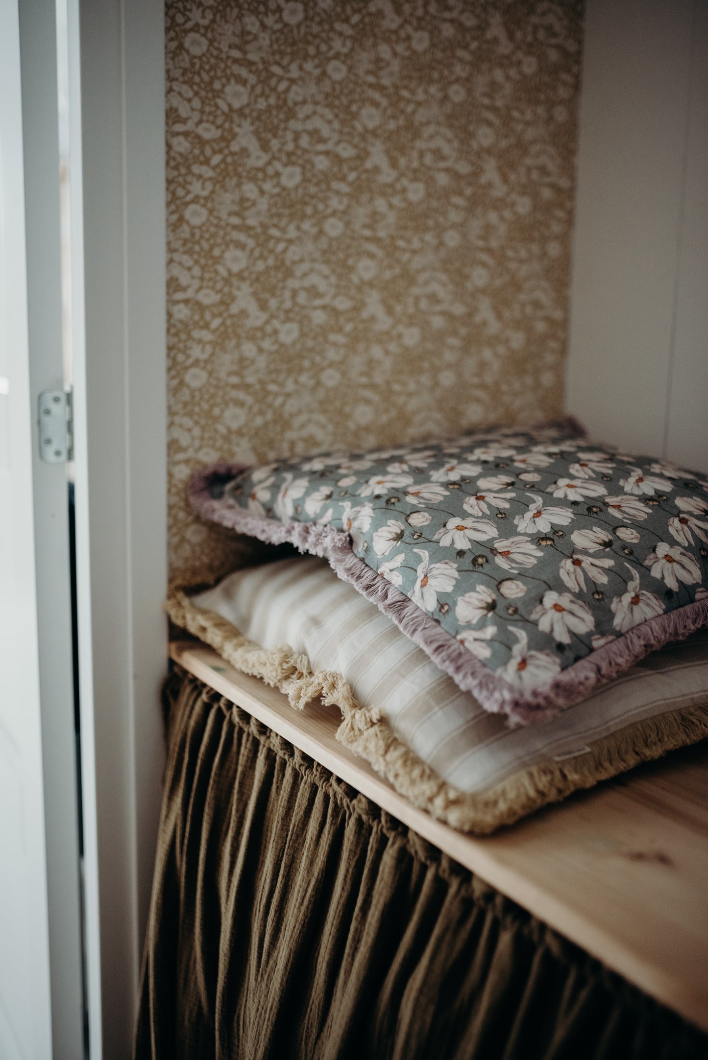Housse de coussin en lin - Gris d'été - Marguerites