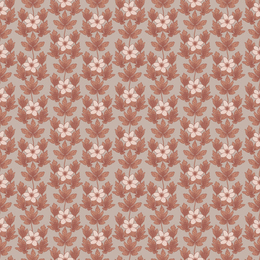 Summer Gray Wallpaper - Wood Anemone - Copper