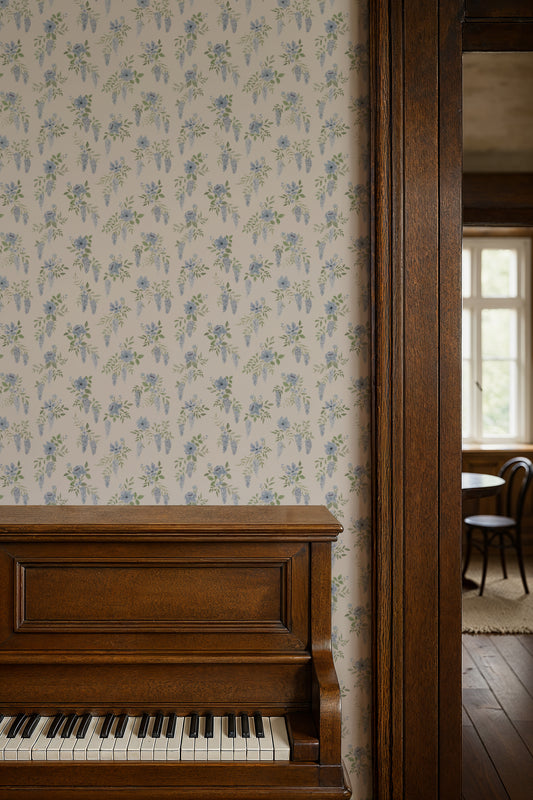 Summer Gray Wallpaper - Thirza - Blue