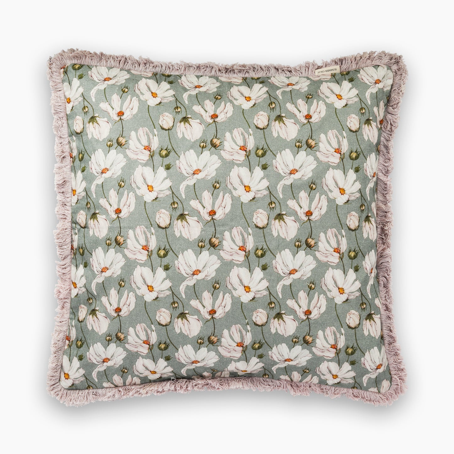 Housse de coussin en lin - Gris d'été - Marguerites