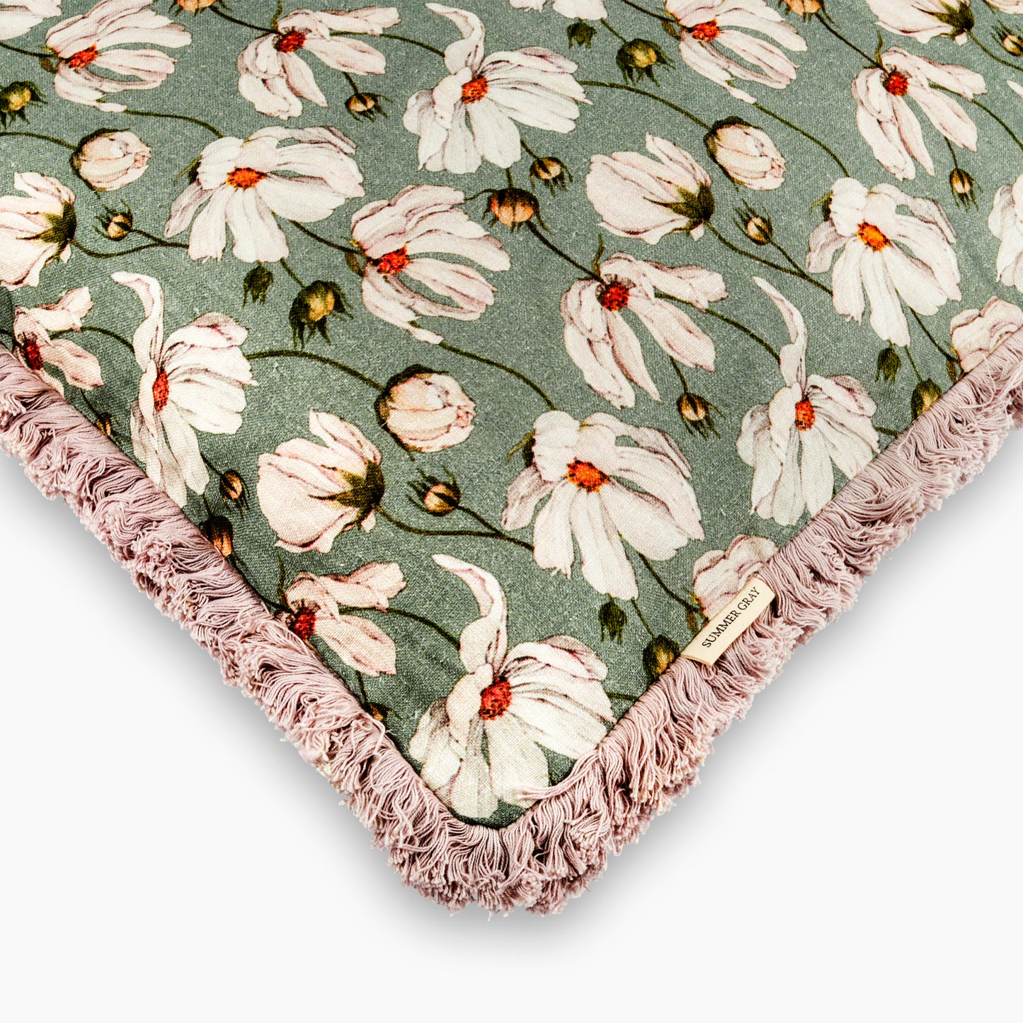 Housse de coussin en lin - Gris d'été - Marguerites
