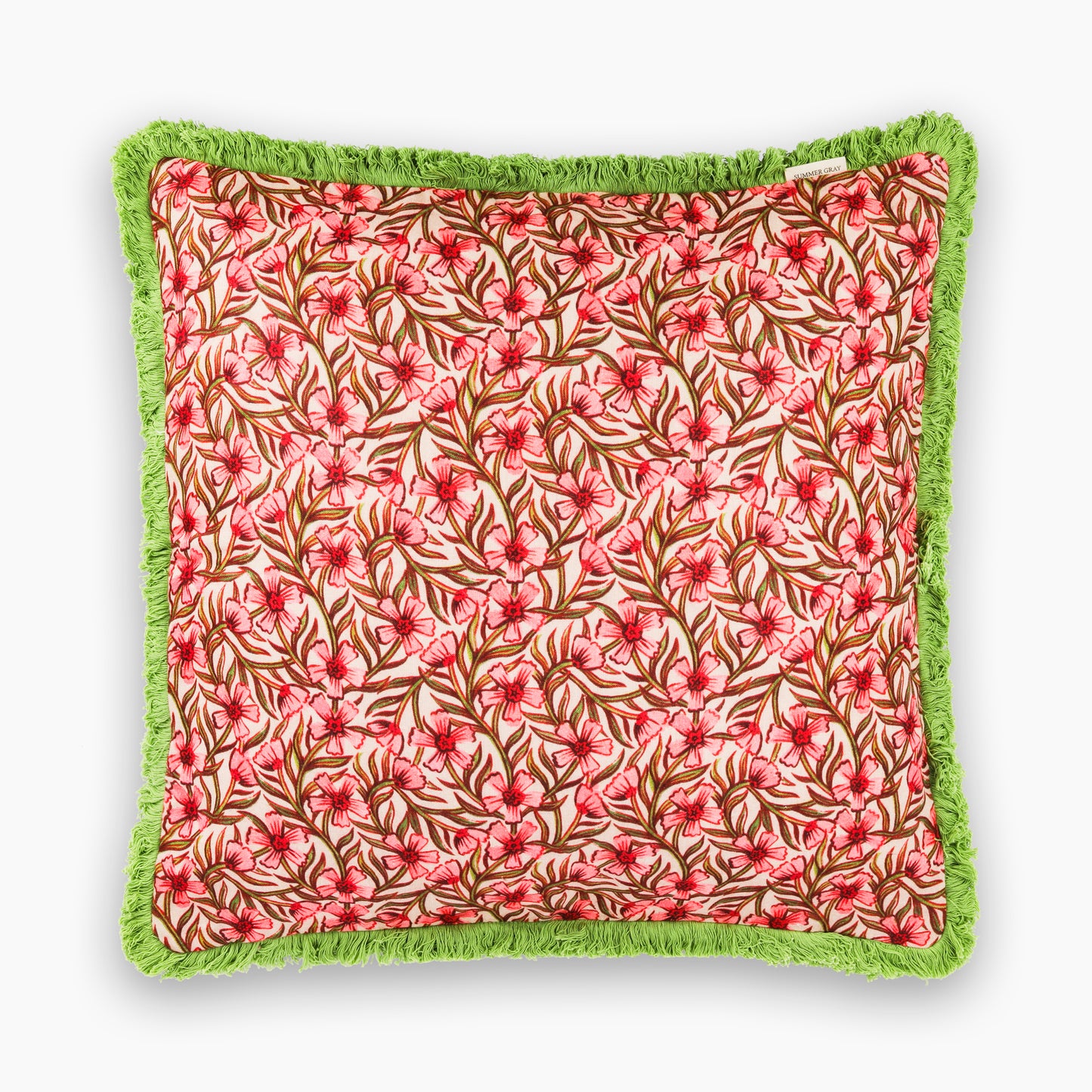 Housse de coussin en lin - Gris d'été - Rose doux d'Inde