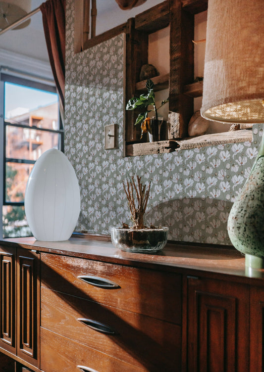 Papier peint Summer Gray - Marguerites - Vert