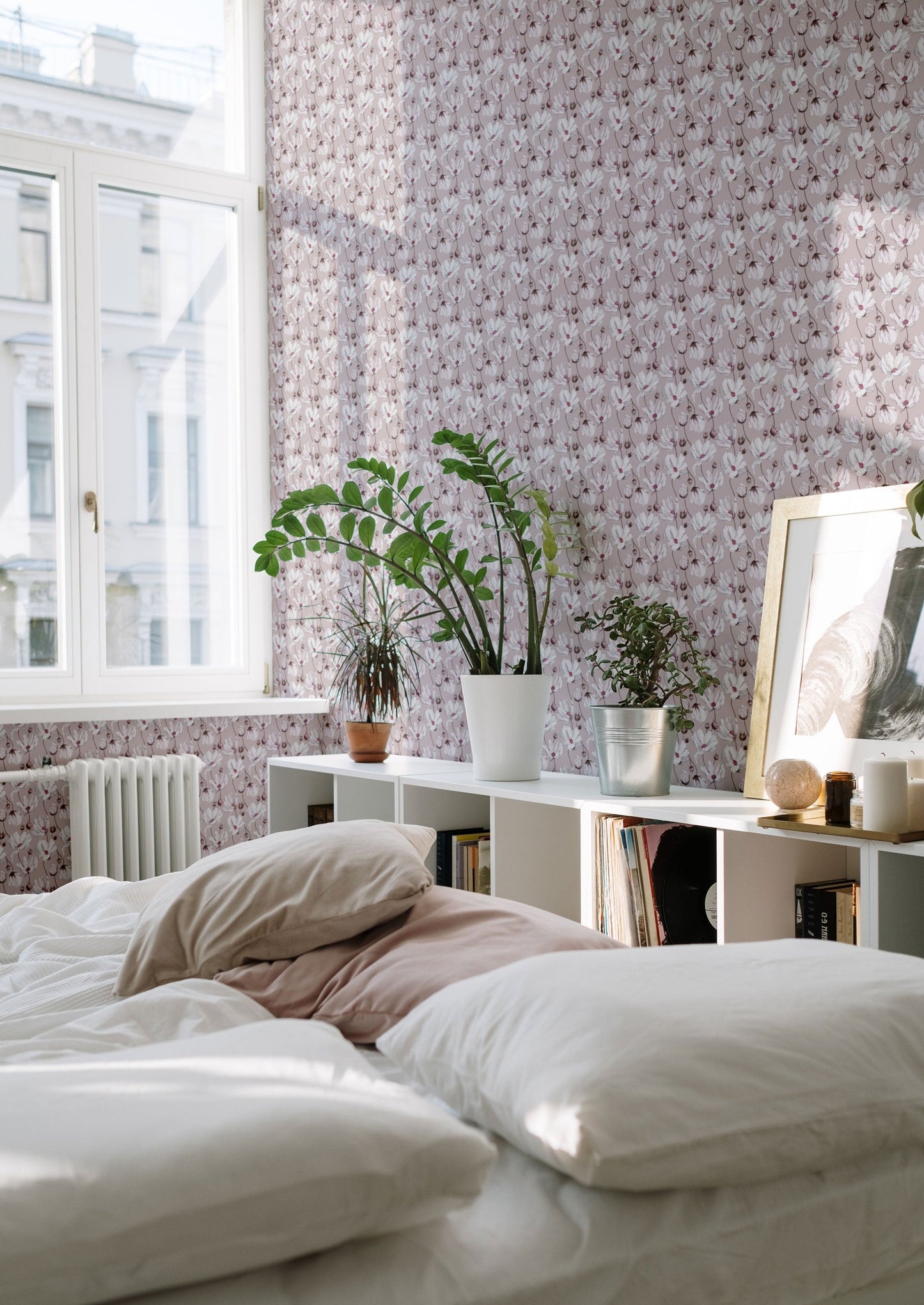 Summer Gray Wallpaper - Daisies - Pink