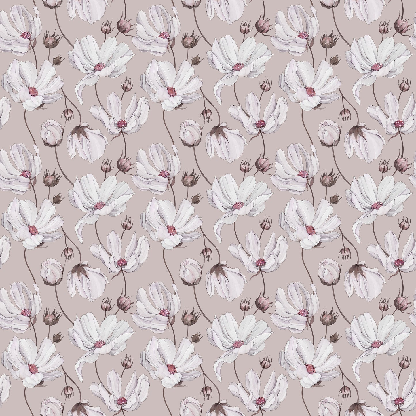 Summer Gray Wallpaper - Daisies - Pink