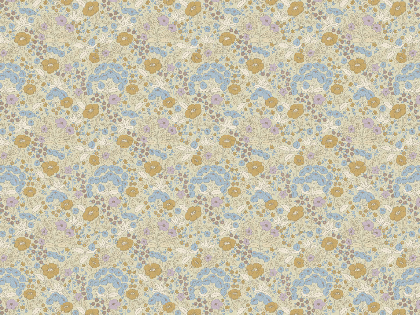 Papier peint Summer Gray - Doris - Lilac & Mustard (VENTES)