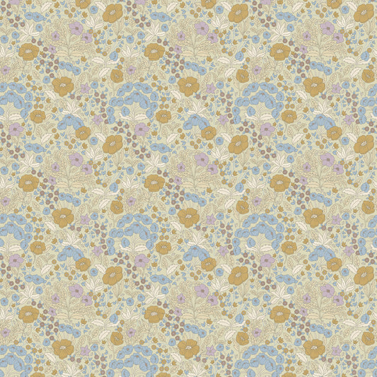Summer Gray Wallpaper - Doris - Lilac & Mustard