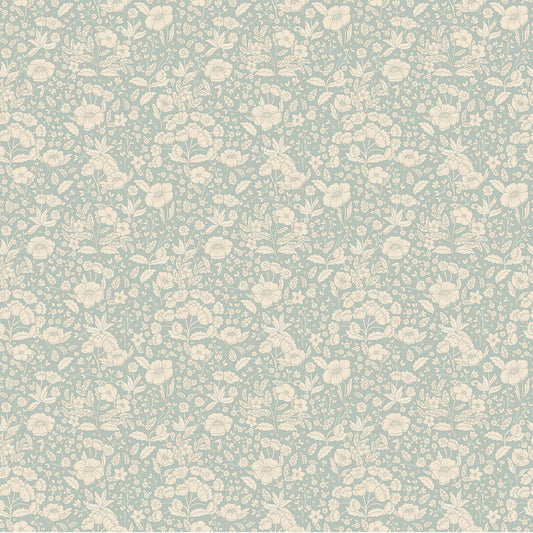 Papier peint gris d'été - Doris - Bleu poussiéreux