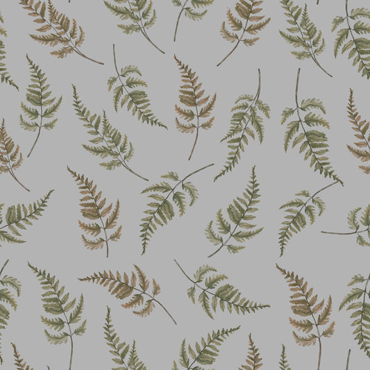 Papier peint gris d'été - Fougères tombantes - Gris