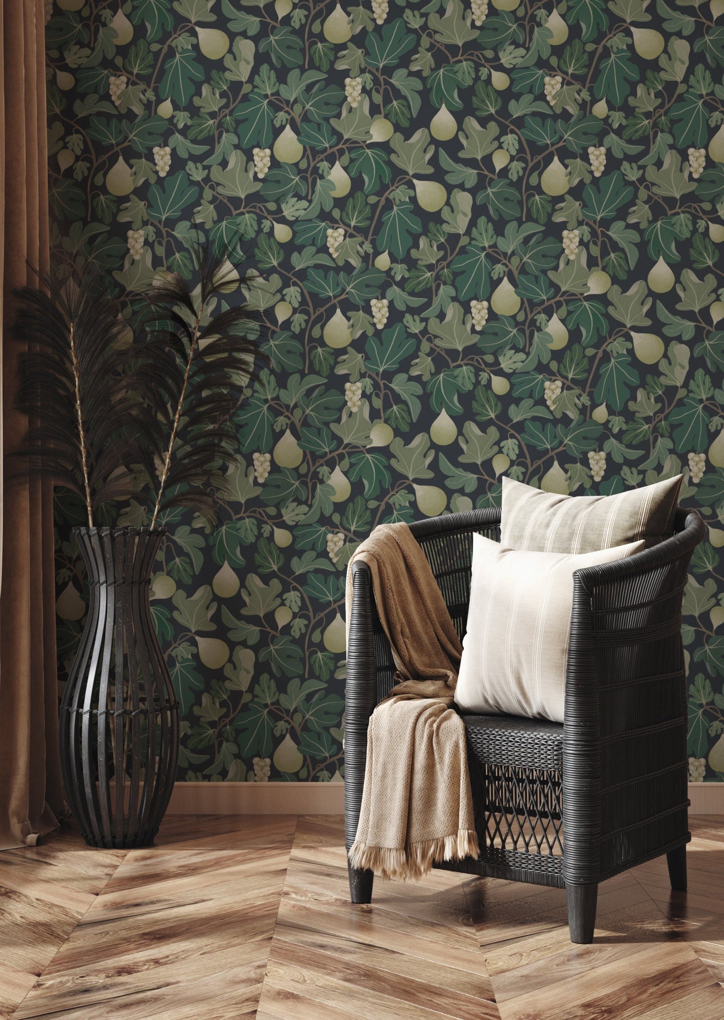 Summer Gray Wallpaper - Figs - Green