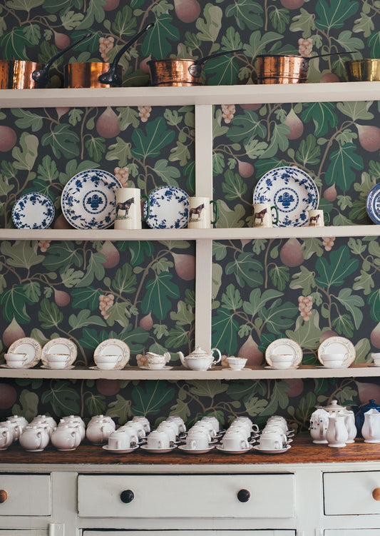 Papier peint Summer Gray - Figs - Rouge vin