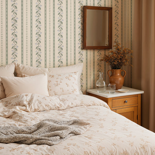 Papier peint rayures - Luna - vert