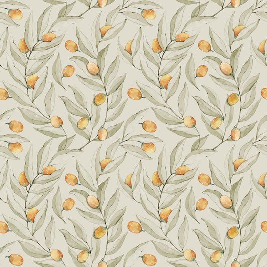 Papier peint gris d'été - Agrumes - Jaune (VENTE)