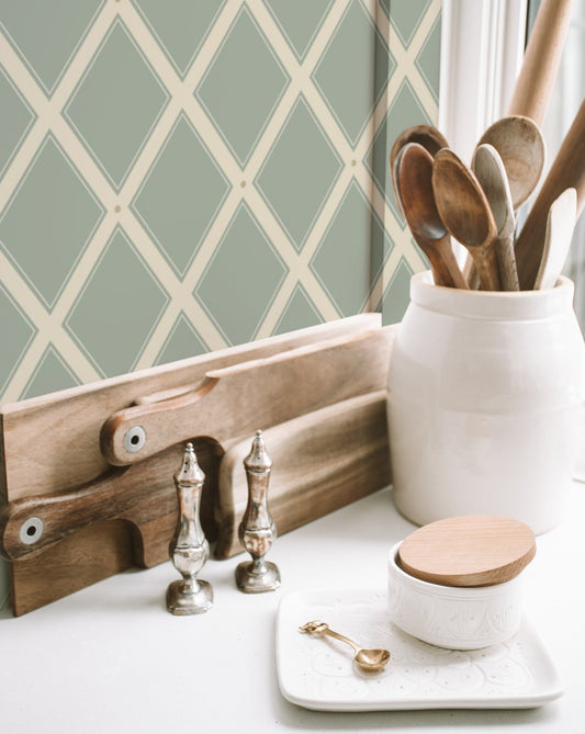 Summer Gray Wallpaper - Trellis - Green