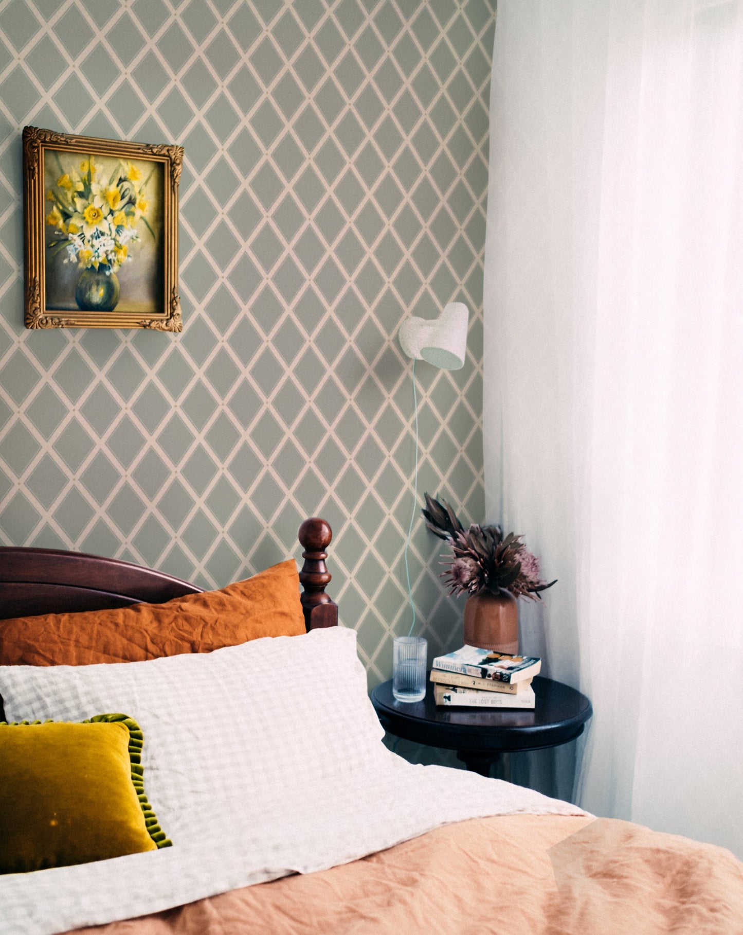Summer Gray Wallpaper - Trellis - Green