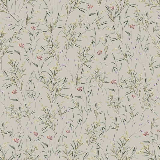 Papier peint Summer Gray - Prairie de printemps - Vert