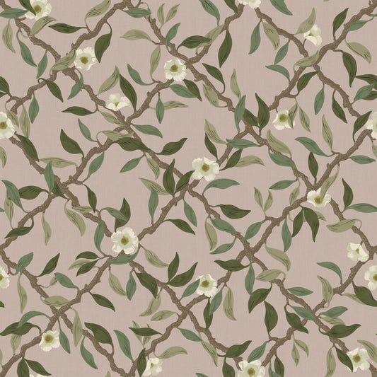 Papier peint gris d'été - Espalier - Rose poussiéreux