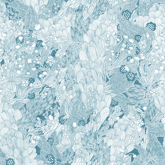 Papier peint gris d'été - Fourré - Bleu