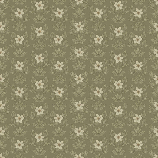 Summer Gray Wallpaper - Wood Anemone - Green