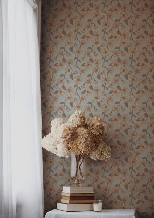 Papier peint Summer Gray - Tournesols - Ciel