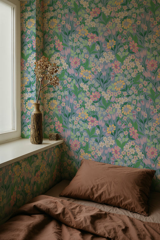 Papier peint Summer Gray - Lola - Bleu ciel