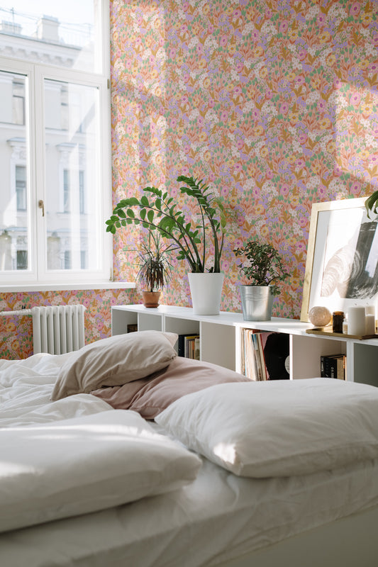 Summer Gray Wallpaper - Lola, Petit - Apricot
