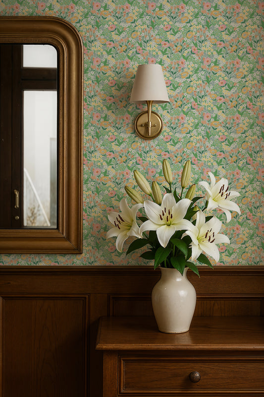 Summer Gray Wallpaper - Lola, Petit - Turquoise