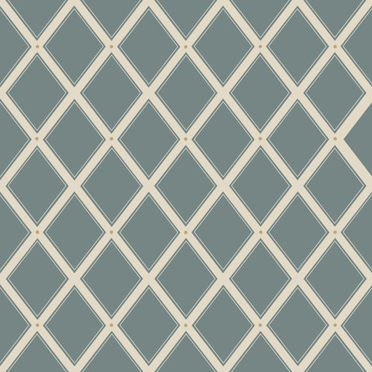 Summer Gray Wallpaper - Trellis - Blue