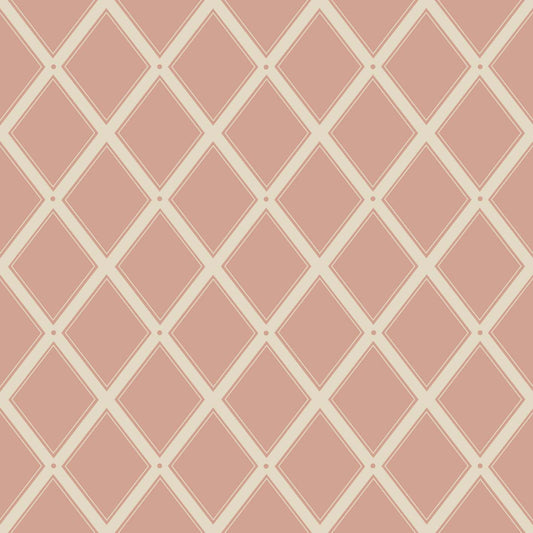 Summer Gray Wallpaper - Trellis - Dusty Red